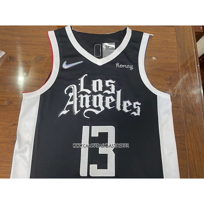 Paul George NO 13 Camiseta Los Angeles Clippers Ciudad Autentico 2020-21 Negro
